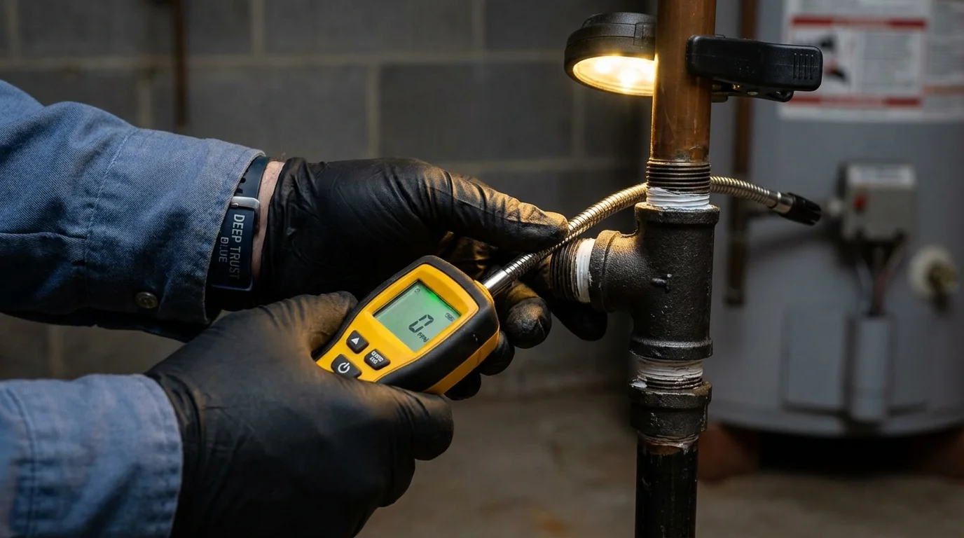 Gas leak detection with electronic sniffer by Johns Plumbing LLC in Brussels
